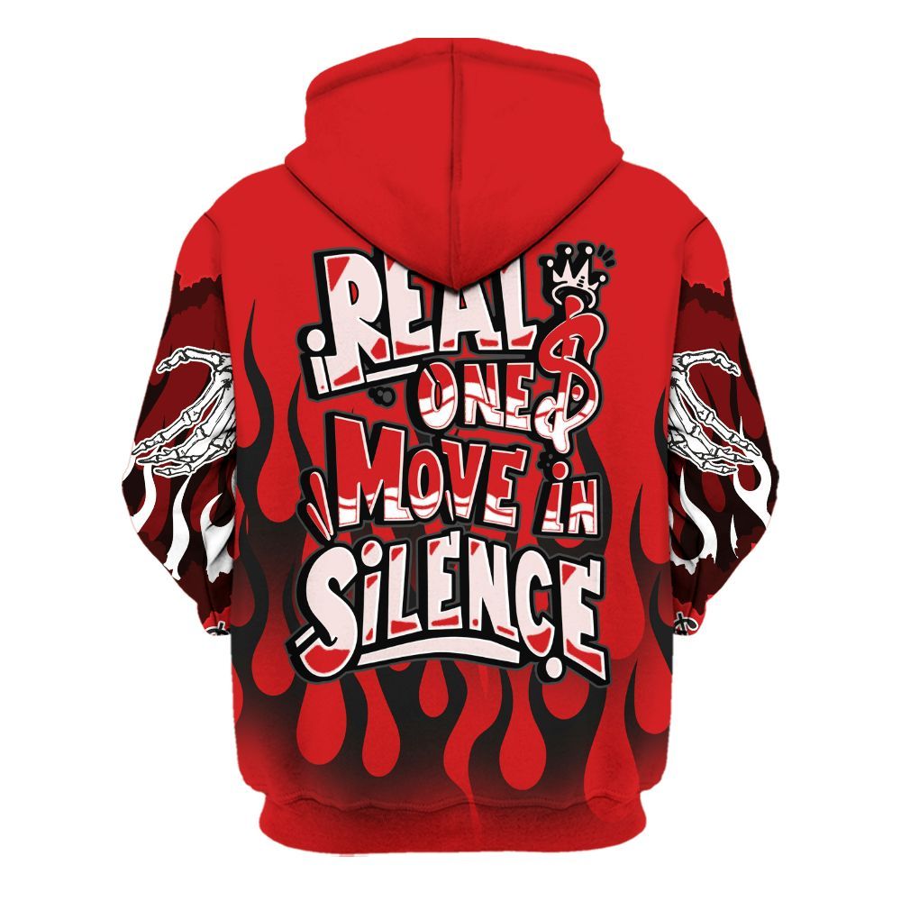 Hoodie To Match Low Bred 11s - Ones Move In Silence Graphic Trapped All Over Print