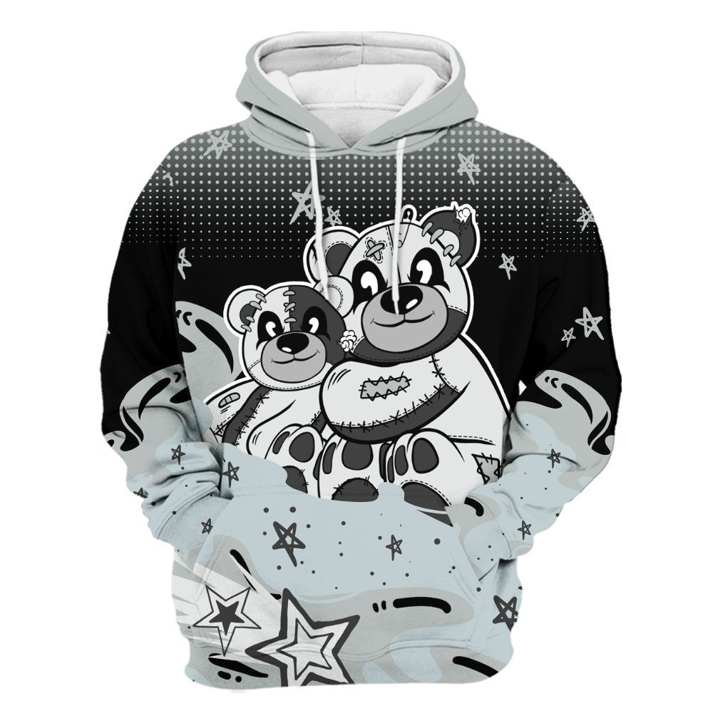 Hoodie To Match Black Wolf Grey 12s - Sincere Fondness Bear Stars All Over Print
