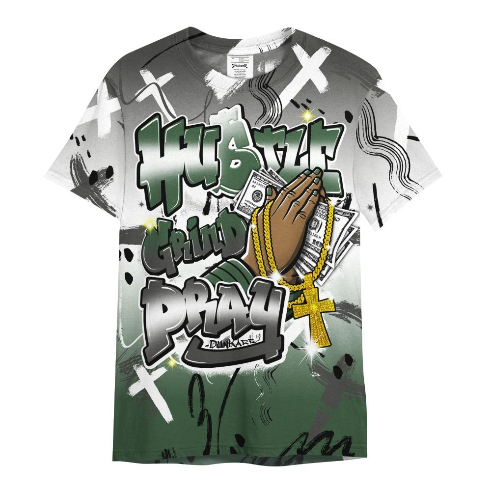 Shirt To Match Dunk Low Skateboards Black - Money Hustle Grind Pray All Over Print