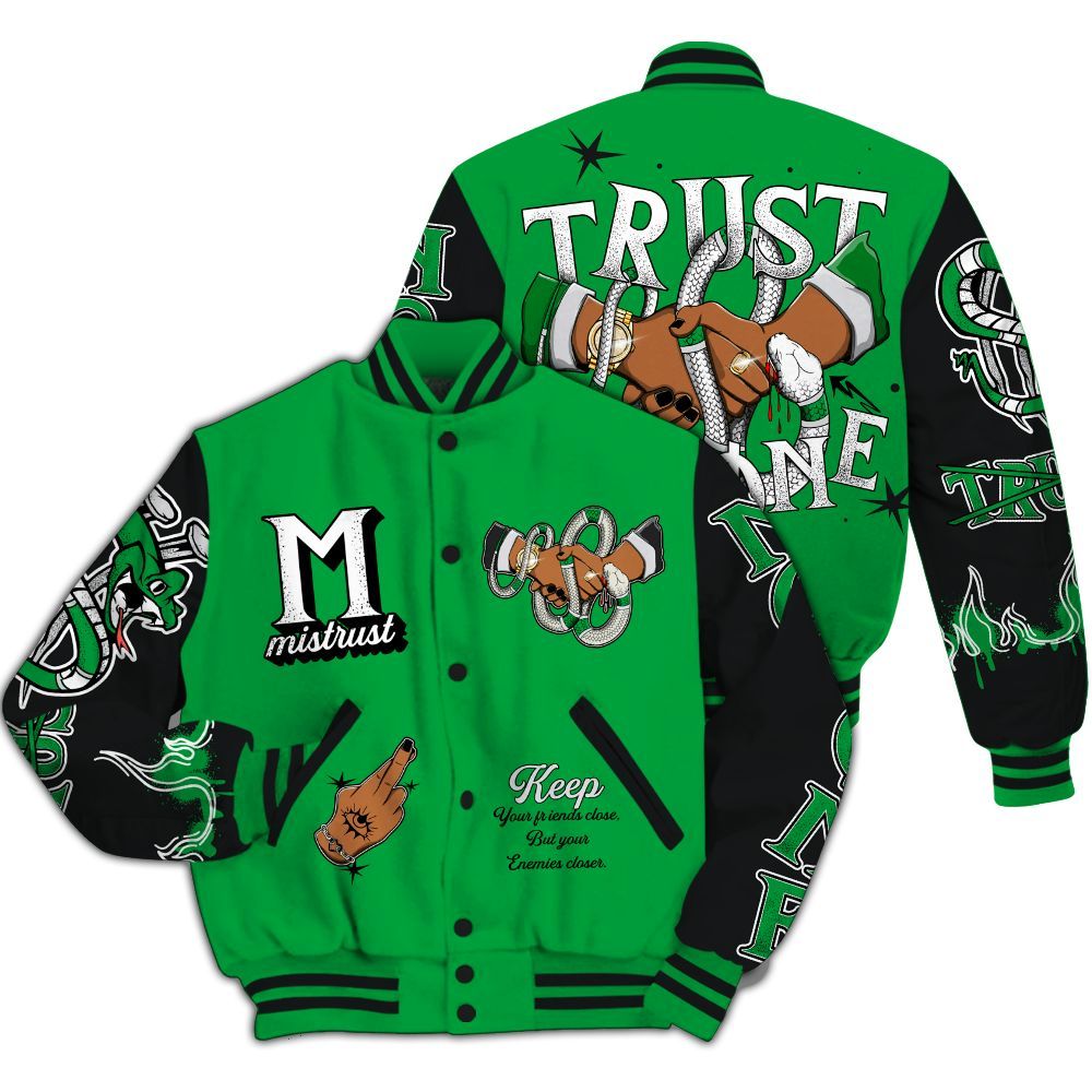 Varsity Jacket To Match Low Lucky Green 1s - Trust No One Snake-Bite Street Style All Over Print