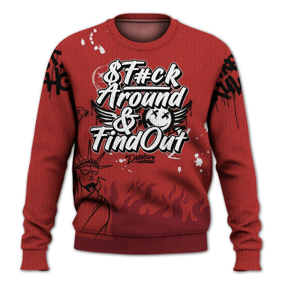 Knitted Sweater To Match Bred Reimagined 4s - Graphic Fck Around Find Out