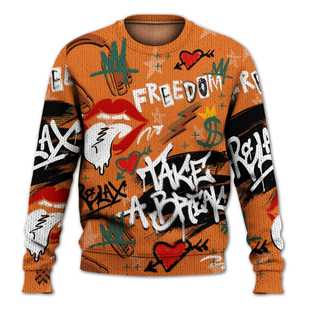 Knitted Sweater To Match Dunk Low Ceramic - Take Break Freedom Graffiti Streetwear