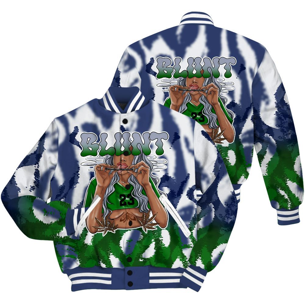 Varsity Jacket To Match Midnight Navy 13s Shirt - Bluntz Burnz All Over Print