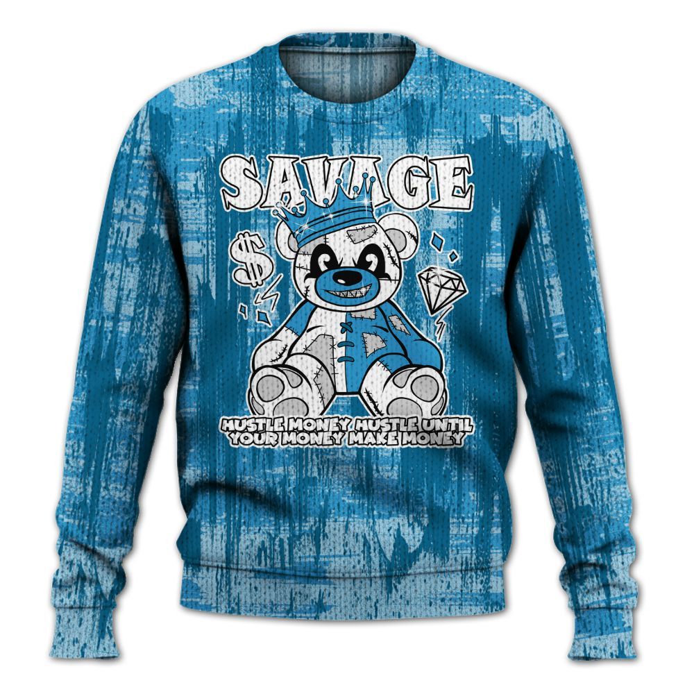 Knitted Sweater To Match Powder Blue 9s - Savages Bear Glitch Art