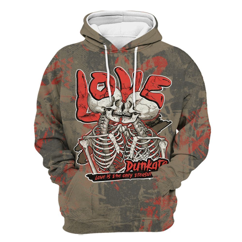 Hoodie To Match Olive 9s - Skull Love All Over Print
