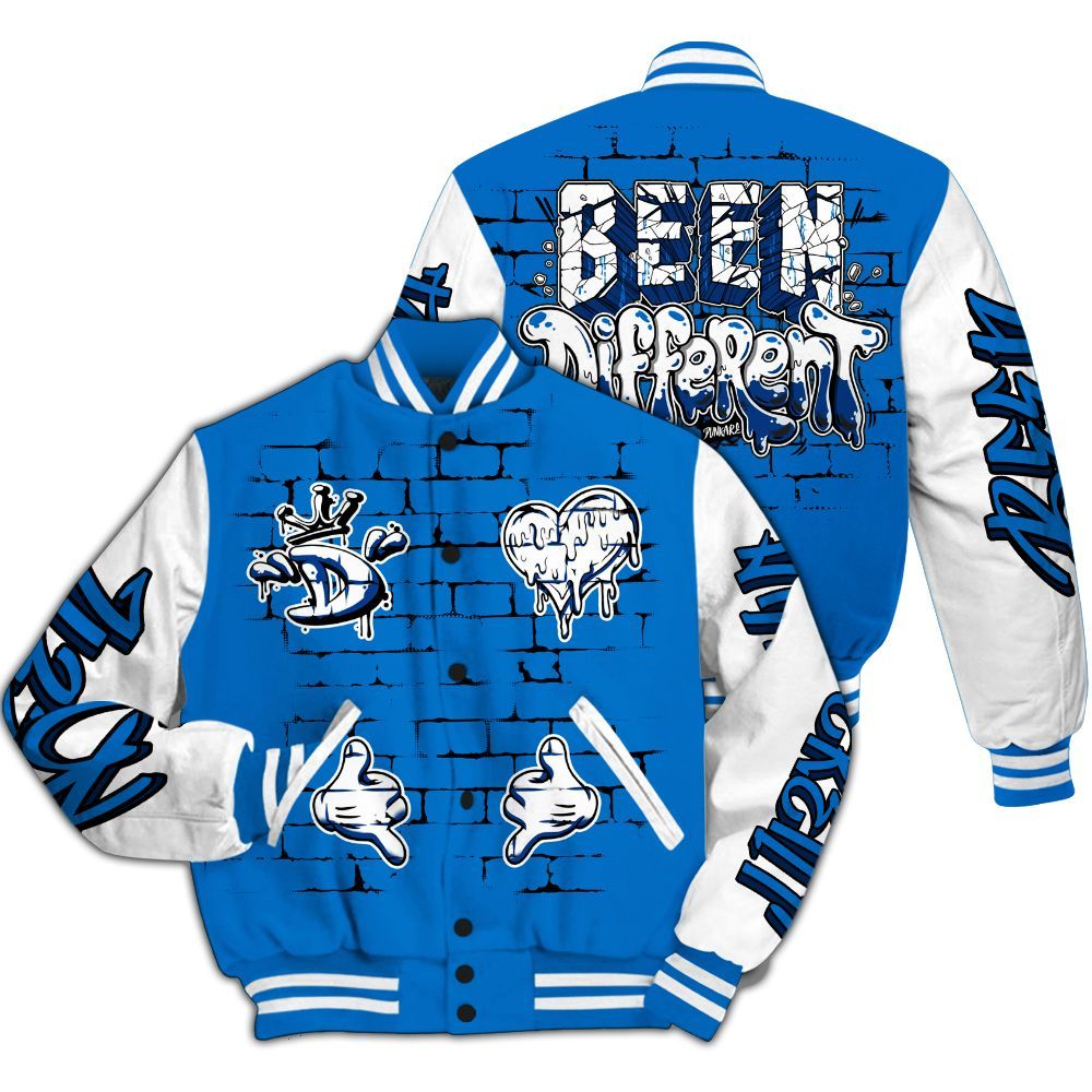 Varsity Jacket To Match Blueberry 12s - Been Different Grunge Graffiti All Over Print