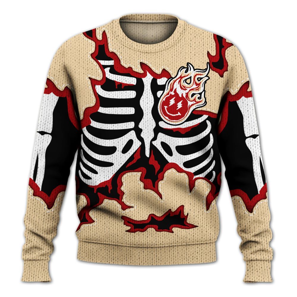 Knitted Sweater To Match Dunk Low Strawberry Waffle - Skeleton Smiley Face