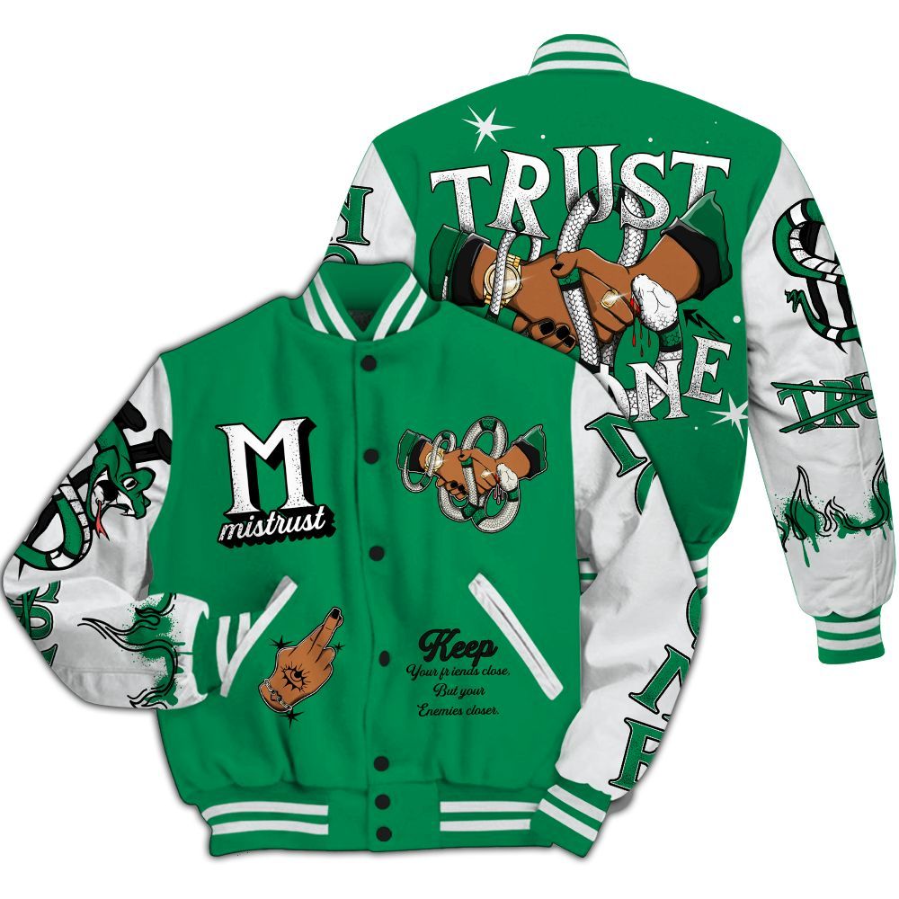 Varsity Jacket To Match Mid Lucky Green 1s - Trust No One Snake-Bite Street Style All Over Print