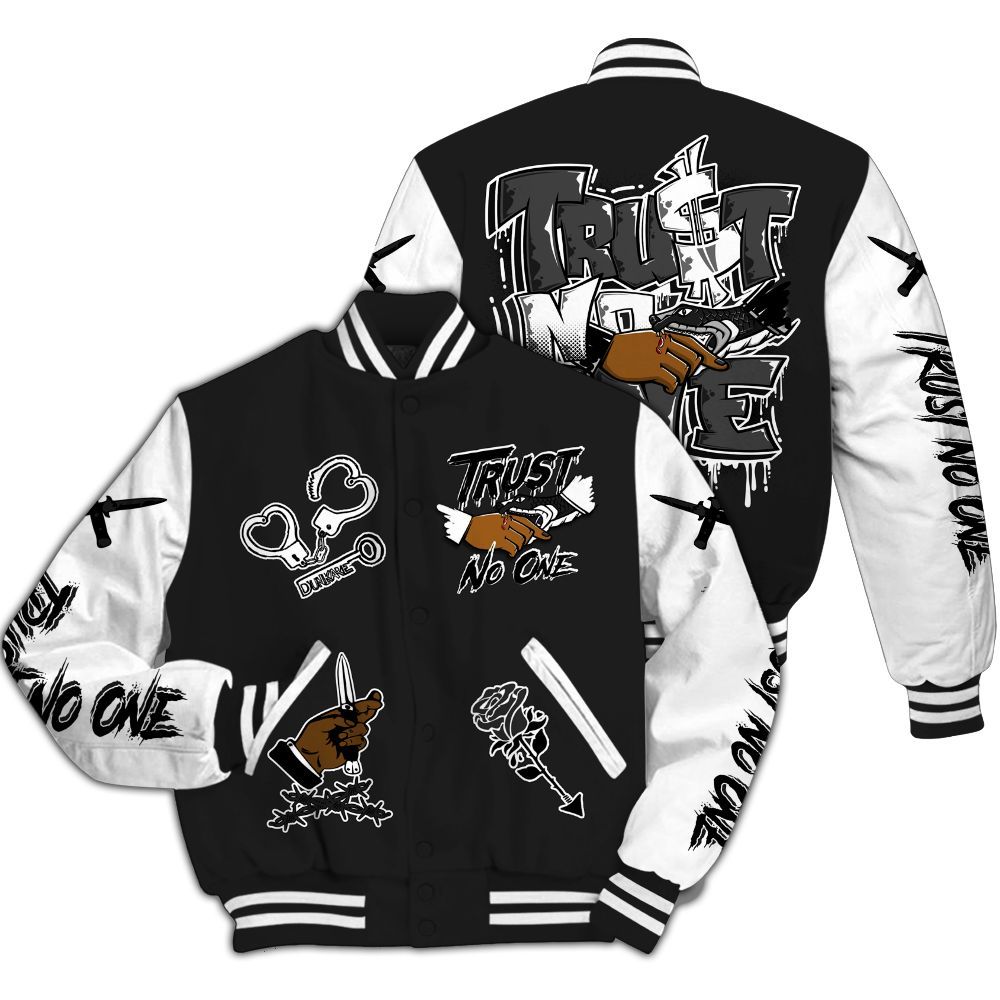 Varsity Jacket To Match Black Cat NET 4s - Trust No One Dripping All Over Print