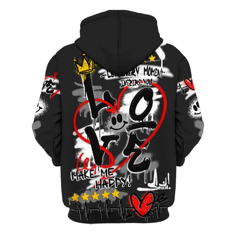 Hoodie To Match Baroque Brown 12s - Happy Love Beats Graffiti Streetwear All Over Print