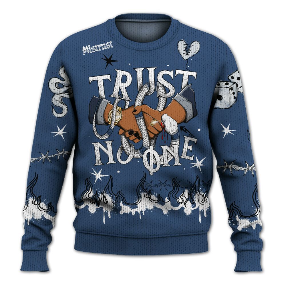 Knitted Sweater To Match Midnight Navy 4s - Trust No One Snake-Bite Doodle Crayon