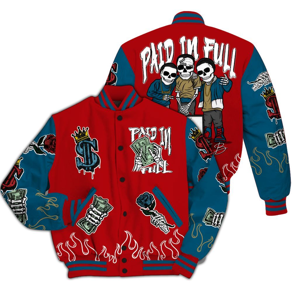 Varsity Jacket To Match OG Varsity Red 17s - Fire Everybody Paid In All Over Print