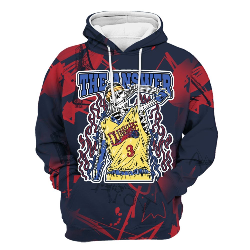 Hoodie To Match Dunk Low COJP What The 2024 - Allen Answer Skeleton Messyz All Over Print