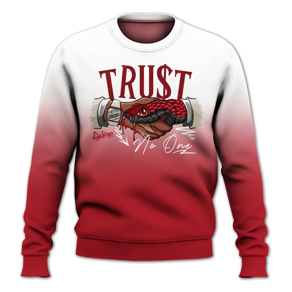 Sweatshirt To Match Mid Red Cracked Leather 1s - Trust No One Drip All Over Print