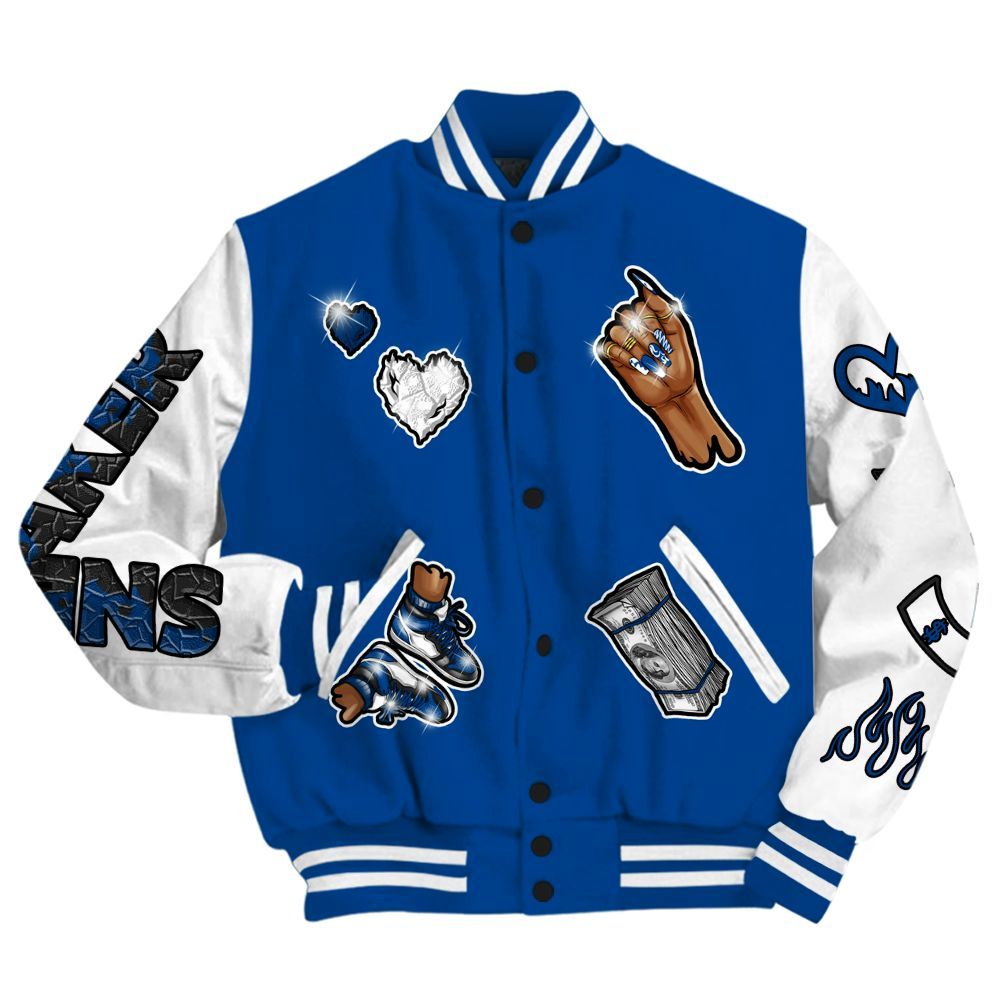 Varsity Jacket To Match Low 85 Royal 1s - Sneakerz Girlz All Over Print