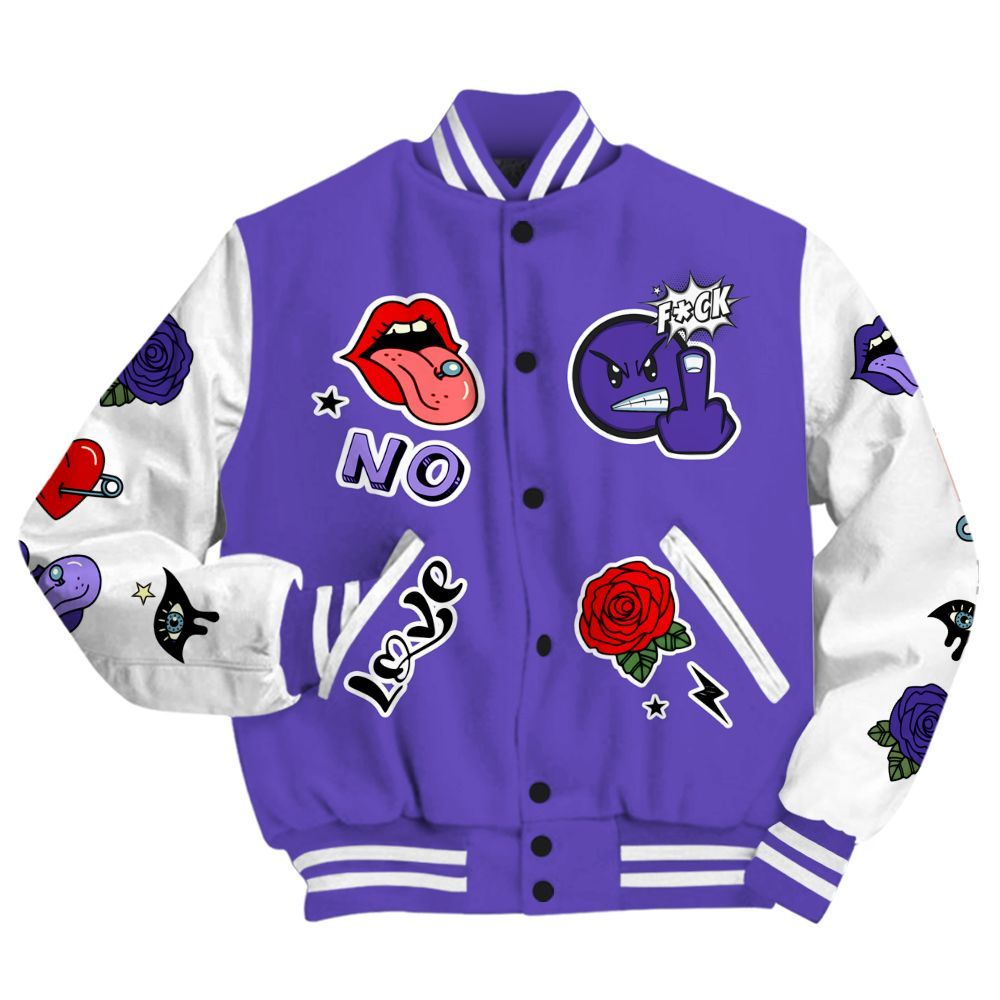 Varsity Jacket To Match Field Purple 12s - FK Around Find Out All Over Print