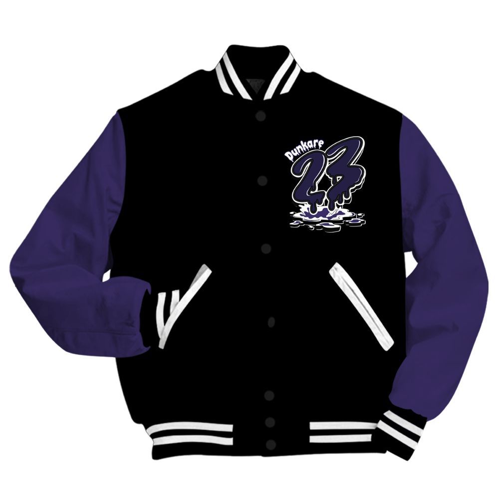 Varsity Jacket To Match Retro Court Purple 13s - Custom Name 23 Drip All Over Print