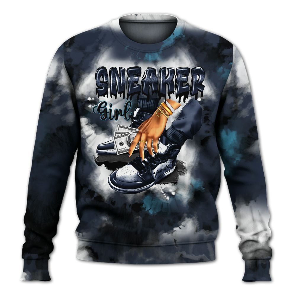 Sweatshirt To Match Retro Obsidian 13s - SNEAKER Girl Money Drip Tie Dye All Over Print