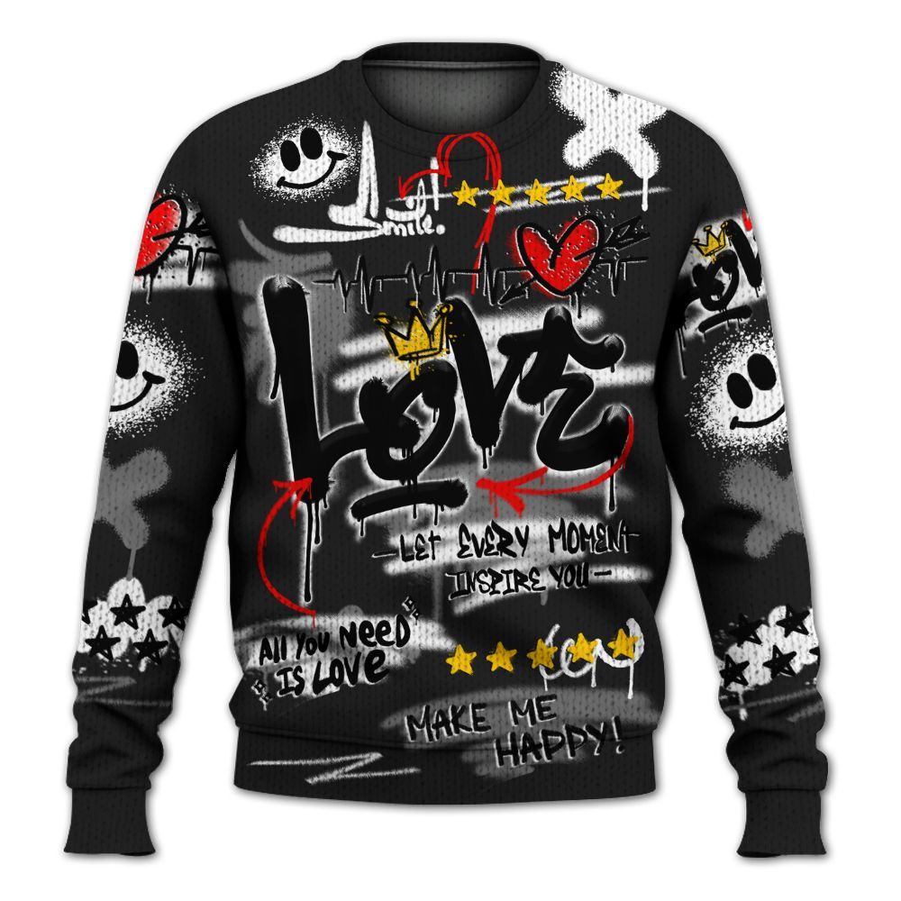 Knitted Sweater To Match Baroque Brown 12s - Happy Love Beats Graffiti Streetwear