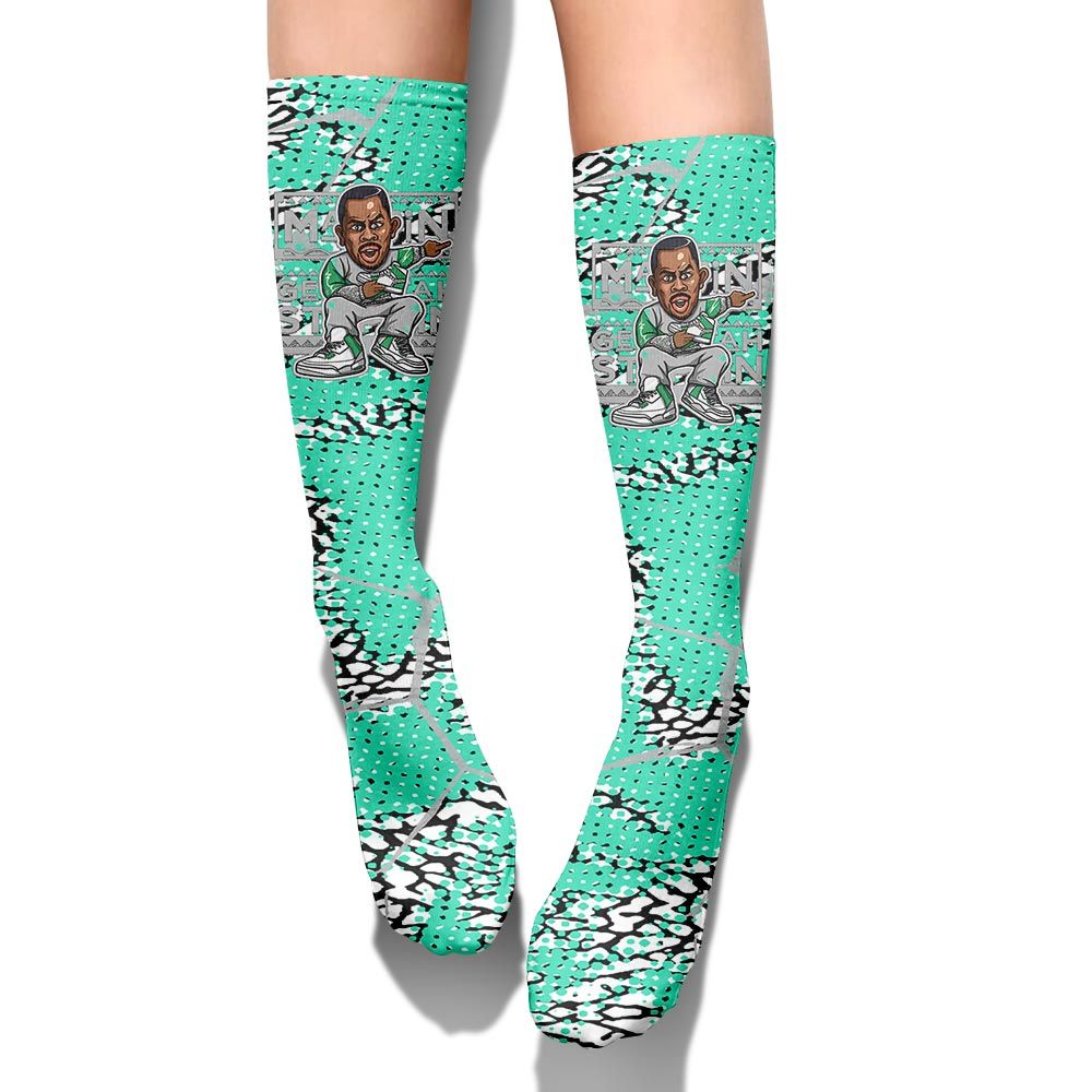 Sock To Match Black Green Glow 3s - Get Tag Sneakers Steppin' Graphic