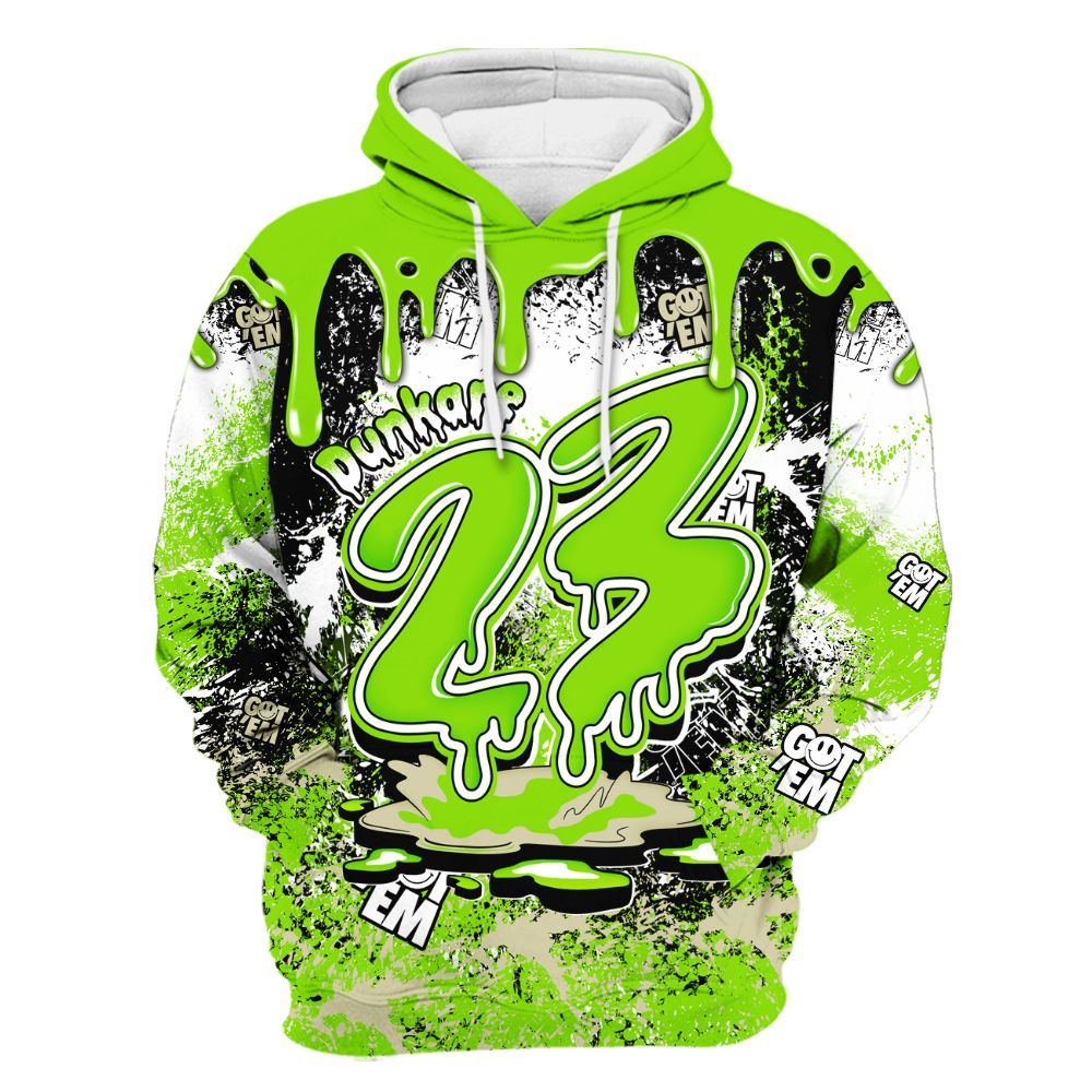 Hoodie To Match Electric Green 6s - Dripping 23 Drip All Over Print