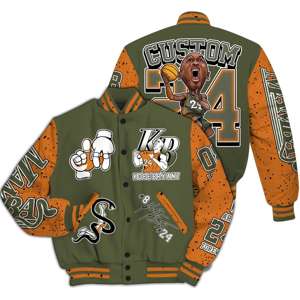 Varsity Jacket To Match Olive 5s Varsity Jacket- Legend 24 Snake Mamba Graphic Custom Name All Over Print