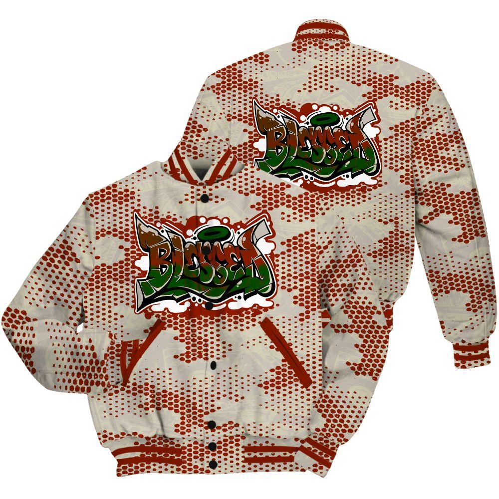 Varsity Jacket To Match El Grito 5s Shirt - Blessing Graphic Banknotes All Over Print