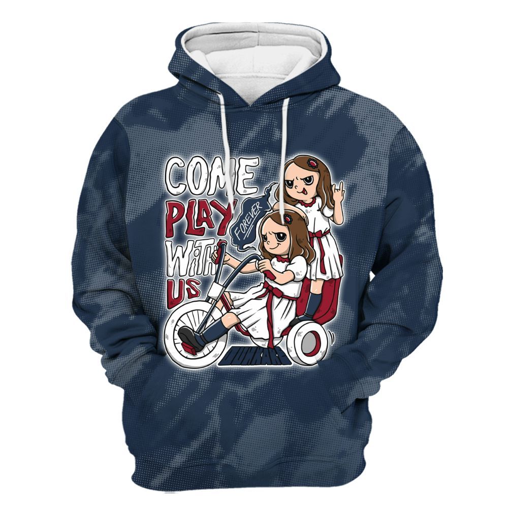 Hoodie To Match White Midnight Navy 6s - Come Hangout Halloween Abstract Halftone All Over Print