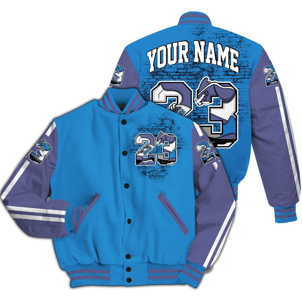 Varsity Jacket To Match Hi-Res Blue 700s - Custom Name Number 23 5s All Over Print