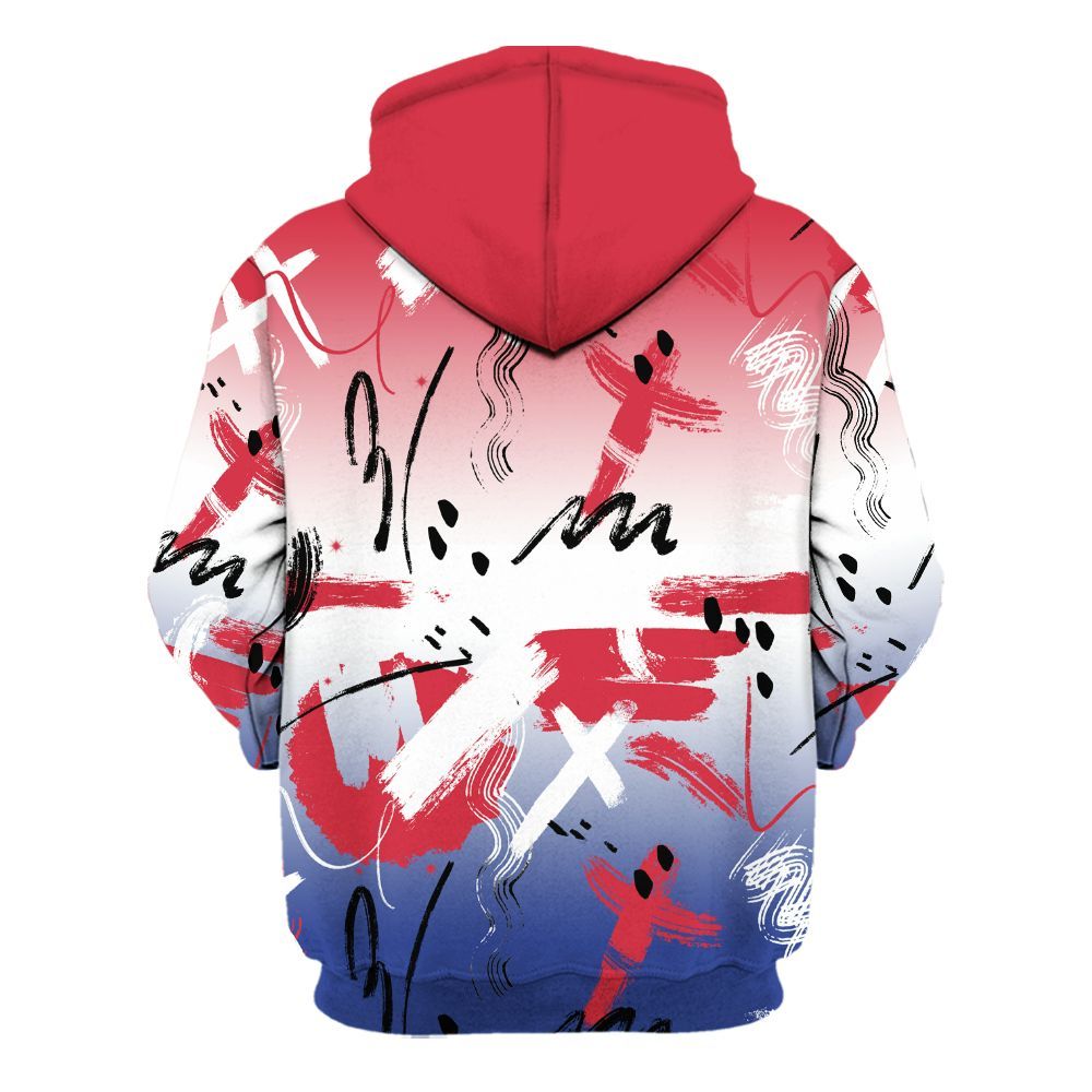 Hoodie To Match Air Griffey Max USA Red White Blue 1s - Money Hustle Grind Pray All Over Print