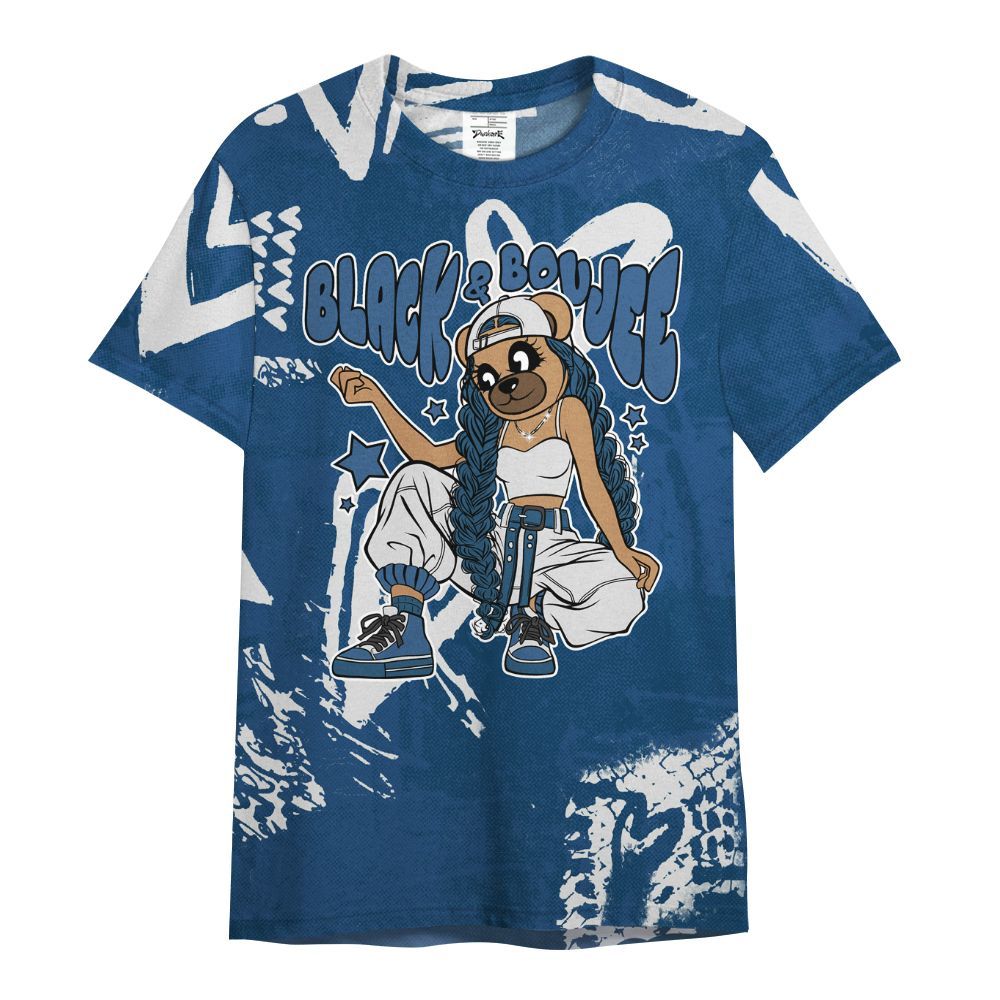 Shirt To Match High OG Midnight Navy 1s - Boujee Girls Bear Heart Grunge All Over Print