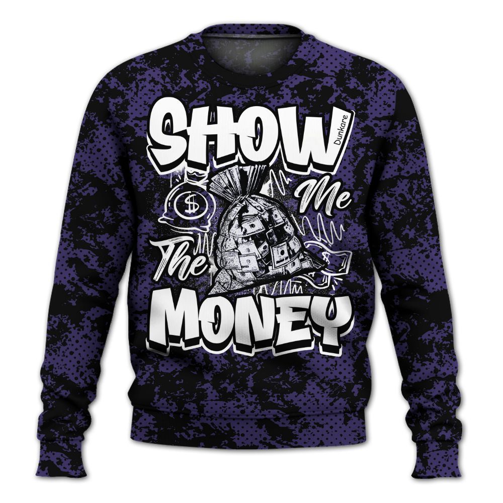 Sweatshirt To Match Retro Court Purple 13s - Show Me The Money Retro All Over Print