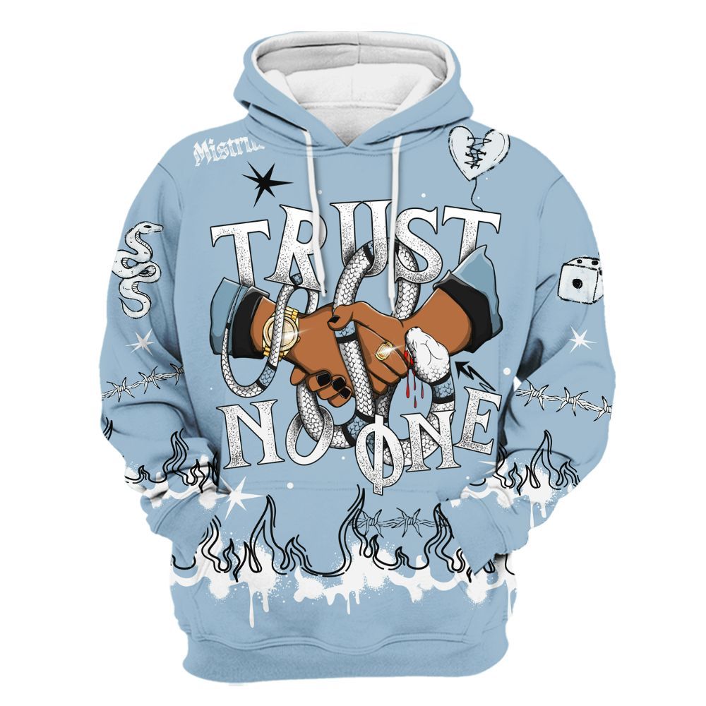 Hoodie To Match Mid Ice Blue 1s - Trust No One Snake-Bite Doodle Crayon All Over Print