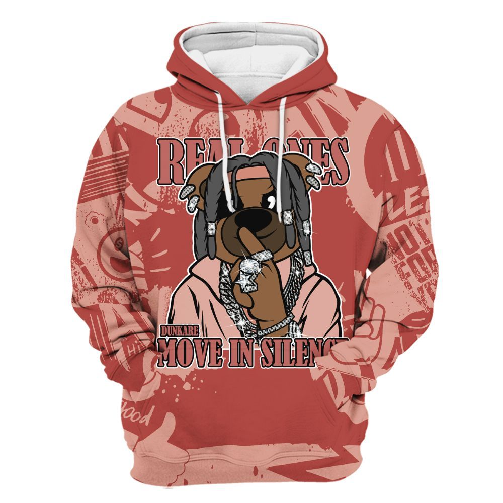 Hoodie To Match Dune Red 13s - Silent Achievers Bear Monogram Graffiti All Over Print