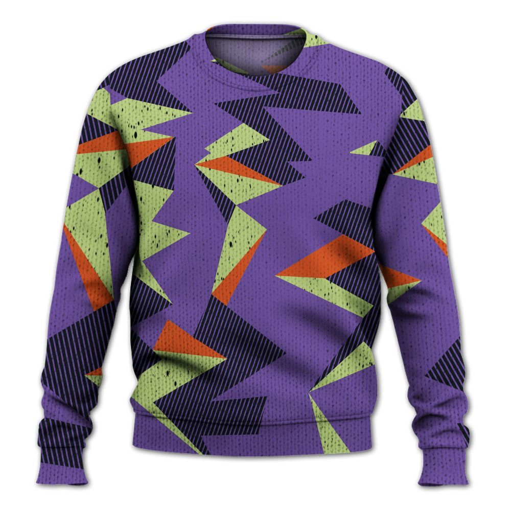 Knitted Sweater To Match Canyon Purple 4s - Geometric Camouflage Pattern