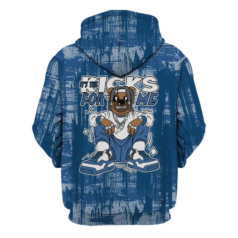 Hoodie To Match High OG Midnight Navy 1s - Sneakers Bear Glitch Art All Over Print