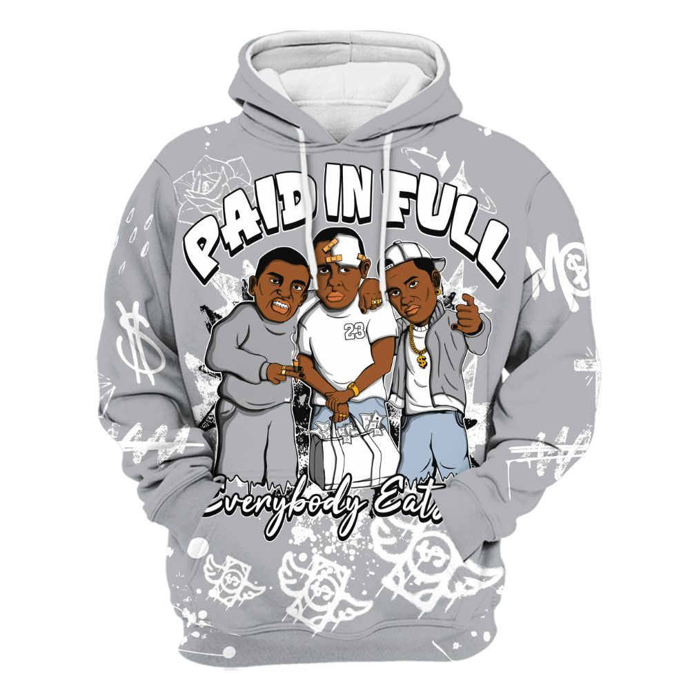 Hoodie To Match Low OG Wolf Grey 1s - Everybody Paid In Full Crayon All Over Print