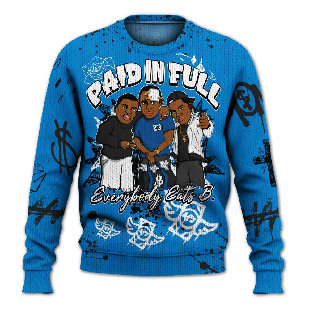 Sweater To Match High OG FragmentxULA White Black 1s - Everybody Paid In Full Crayon Graphic