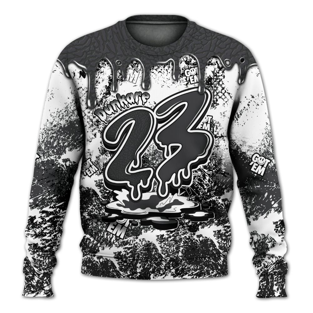Sweatshirt To Match Black Cat 3s - Dripping 23 Drip All Over Print