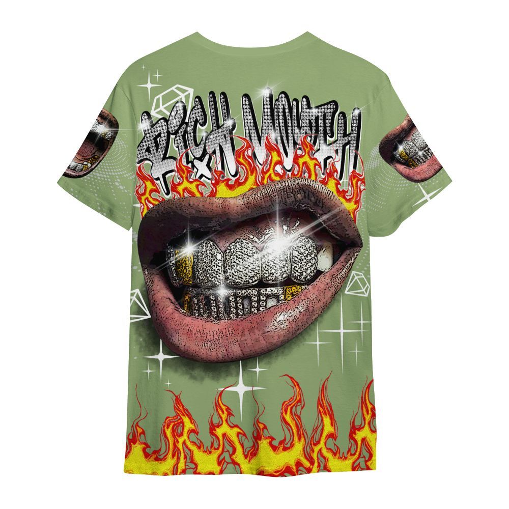Shirt To Match Oil Green 4s - Rich Mouth Fire Rap Retro 90s All Over Print