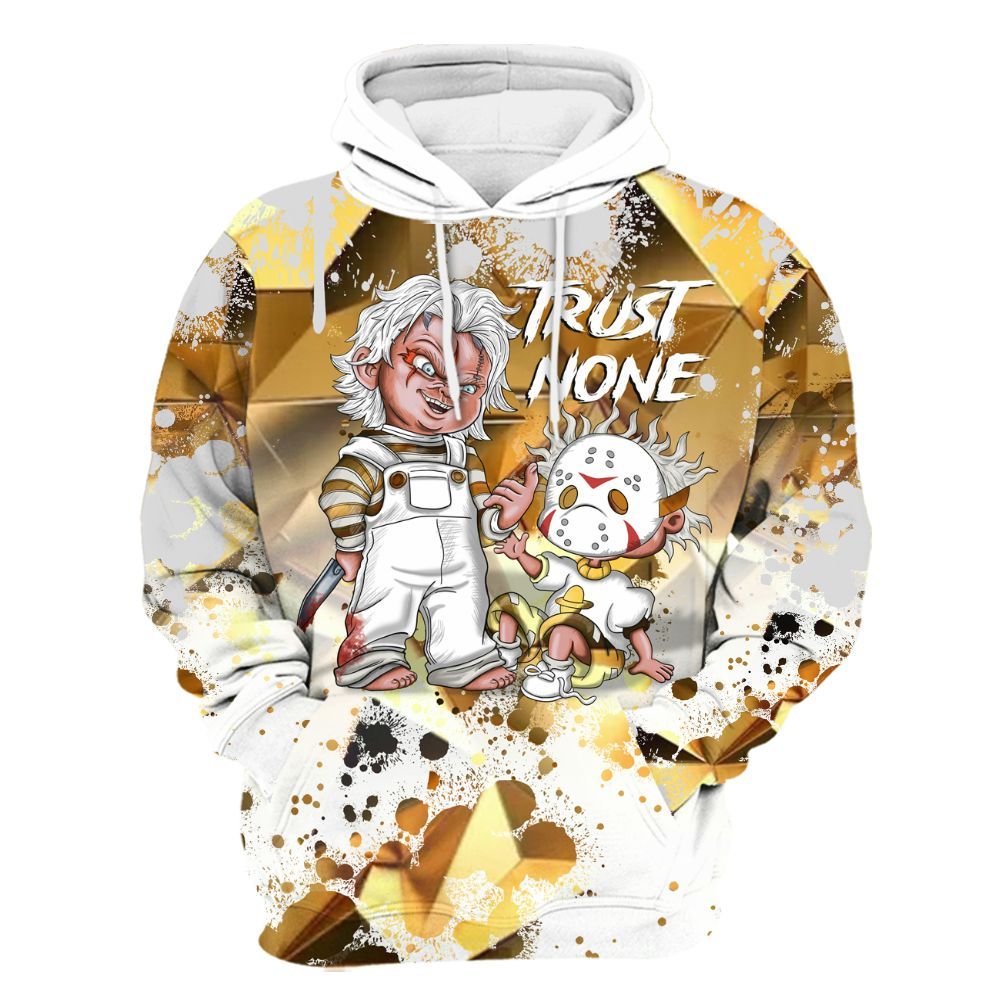 Hoodie To Match NET Gold 4s - Trust No One Scary All Over Print