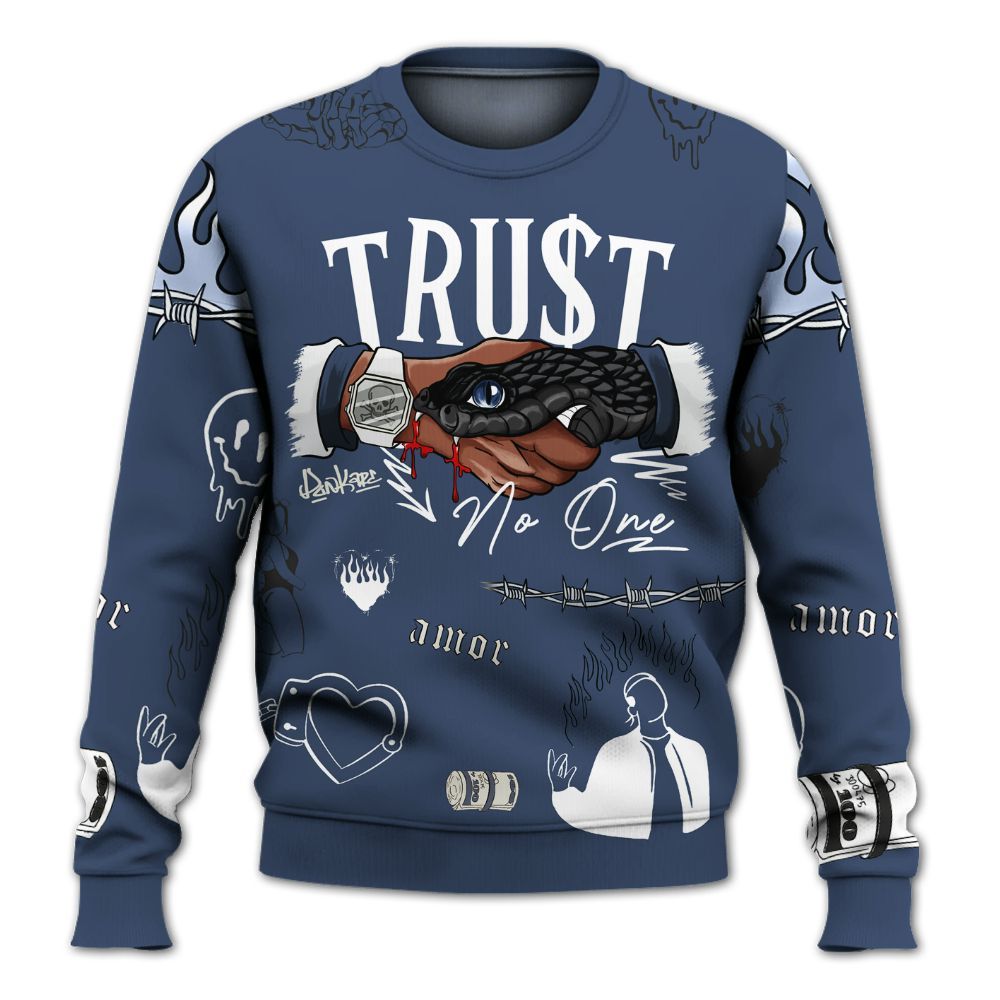 Sweatshirt To Match Diffused Blue 3s - Snake Trust No One All Over Print