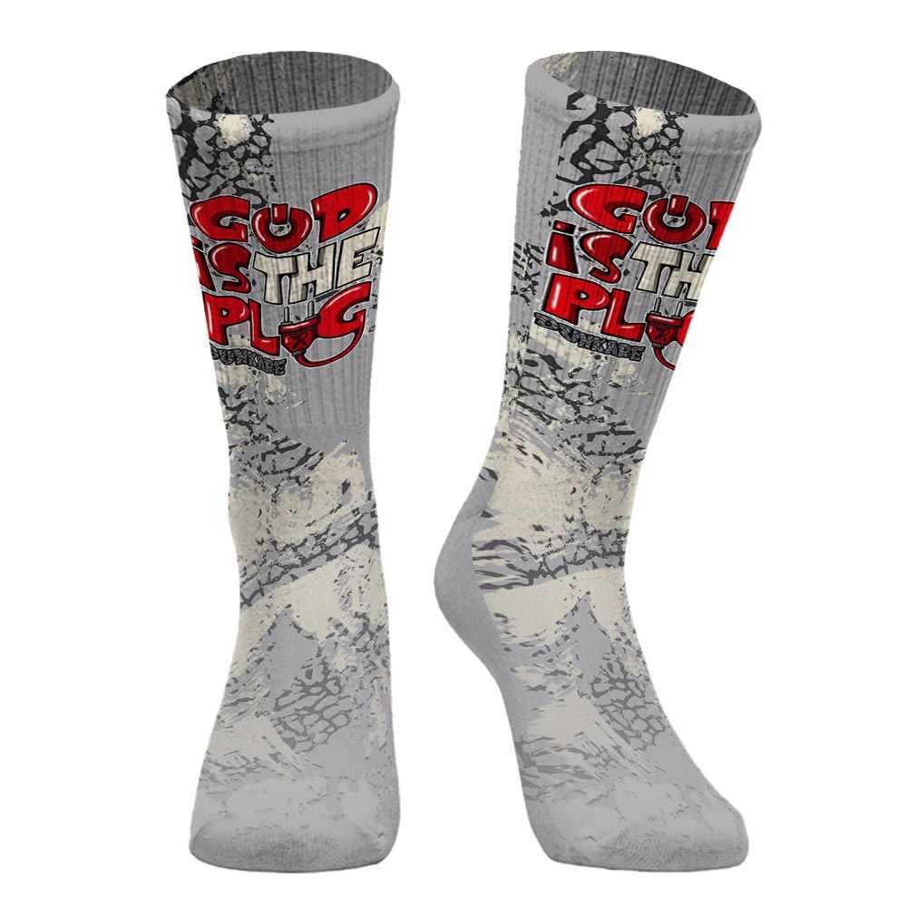 Sock To Match Cement Grey 3s - God Is The Power Cord Circle Splash