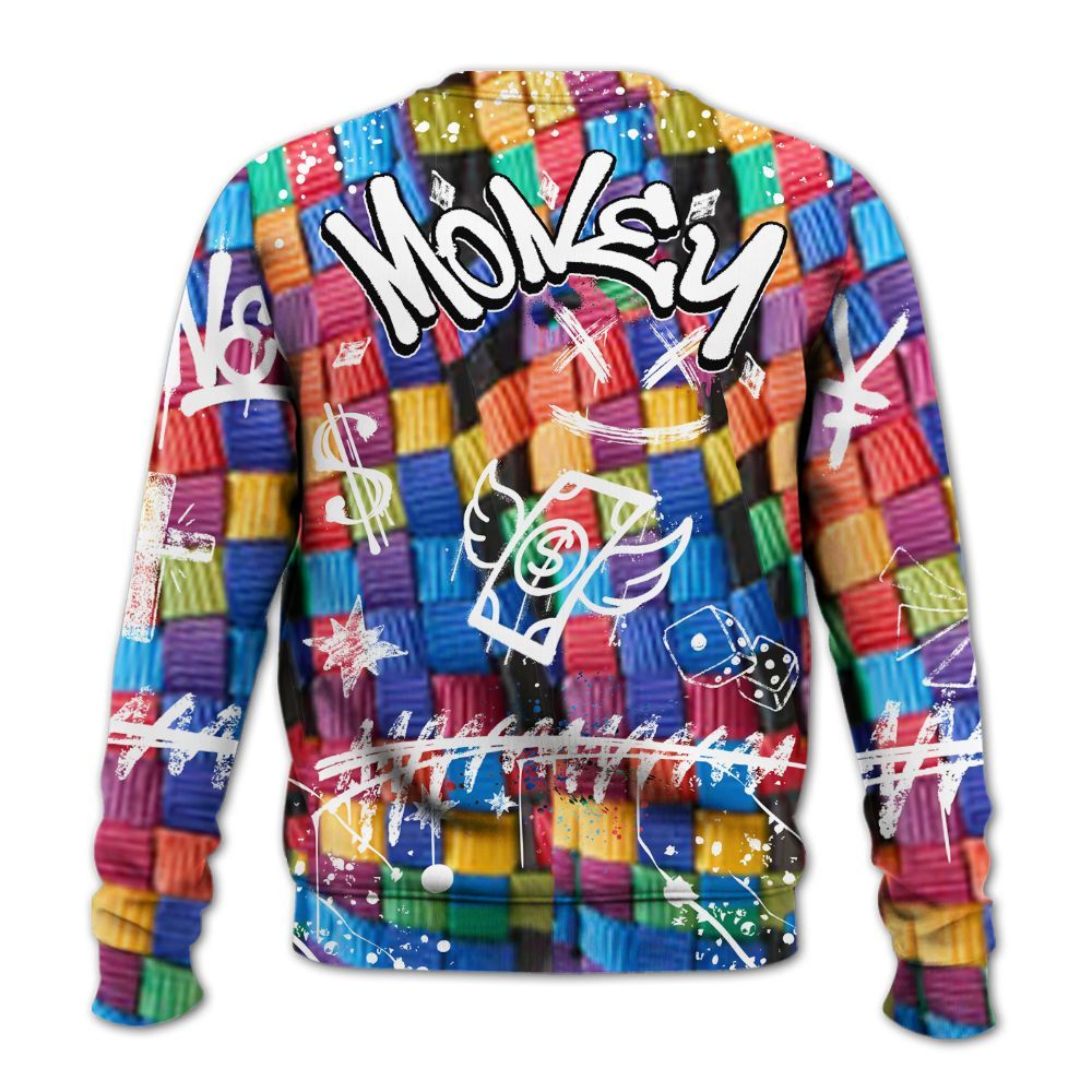 Sweatshirt To Match Air Rainbow Weave - Everybody Paid In Full Crayon All Over Print