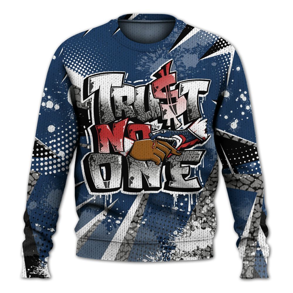 Knitted Sweater To Match SP Sport Royal 3s - Poly Trust No One Dripping