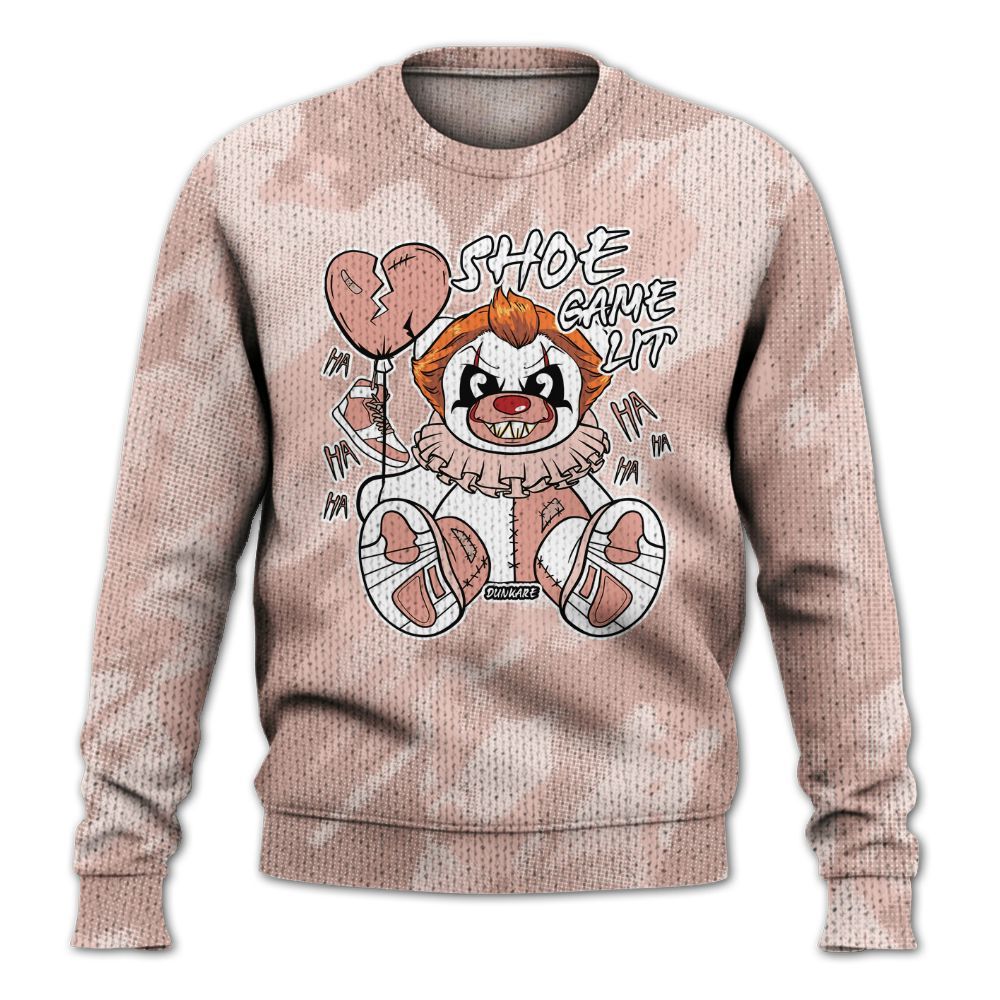 Knitted Sweater To Match Low Legend Pink 11s - Shoe Game Bear Abstract Halftone