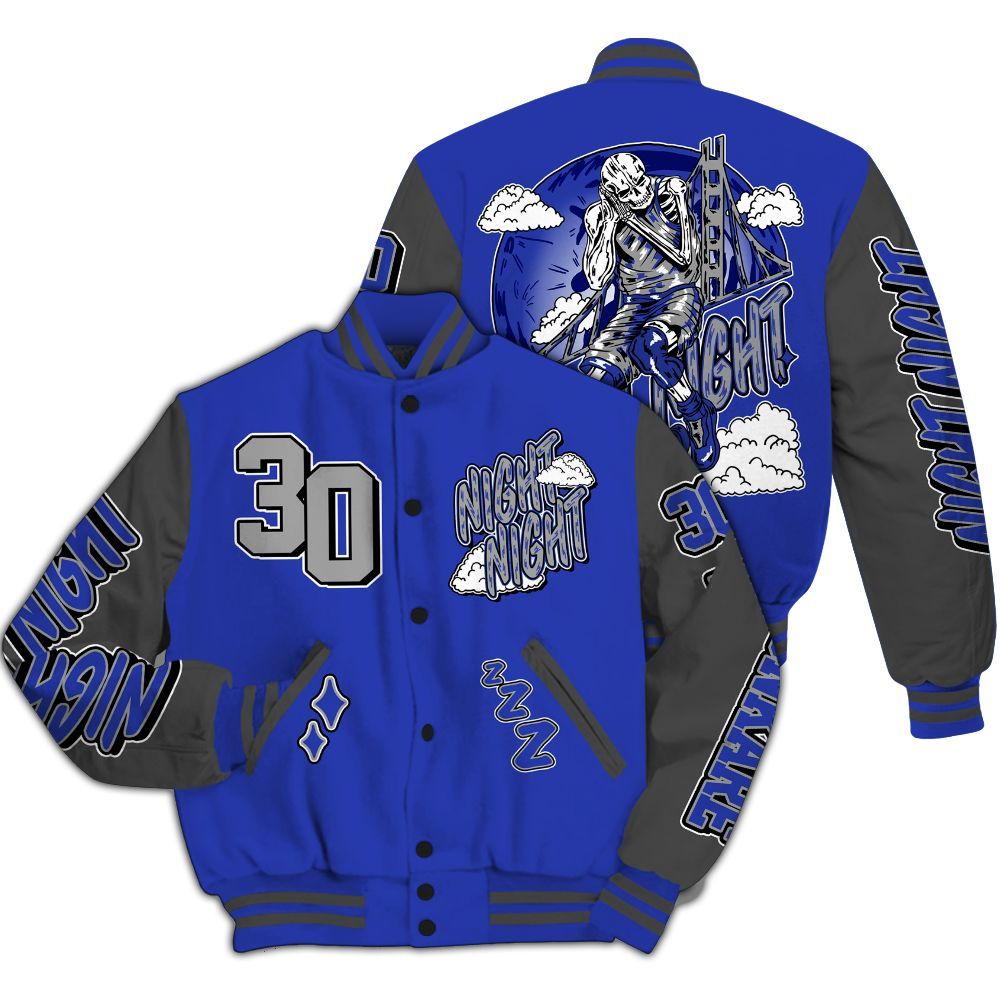 Varsity Jacket To Match Air Max Plus Black Racer Blue - Seeya Skeleton All Over Print