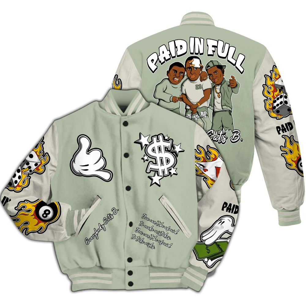 Varsity Jacket To Match Seafoam Sail 4s - Funny Everybody Paid In Full Graphic All Over Print