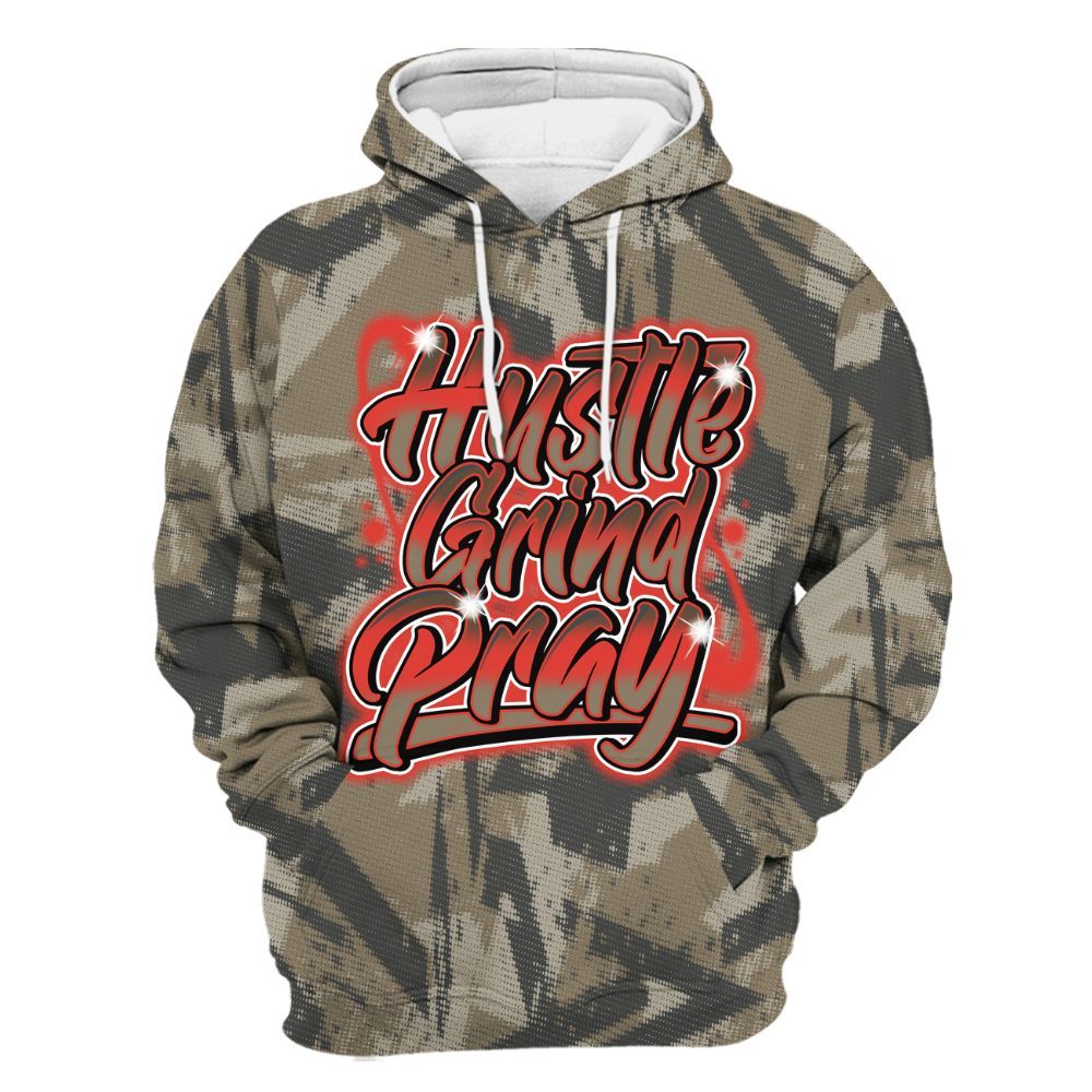 Hoodie To Match Olive 9s - Hustles And Prayer Graphic Halftone All Over Print