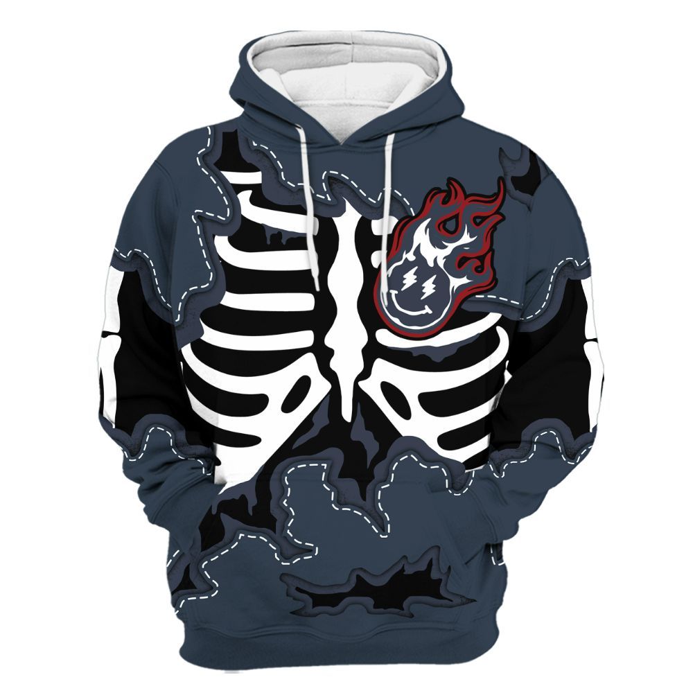 Hoodie To Match Retro Olympic 6s - Skeleton Smiley Face All Over Print